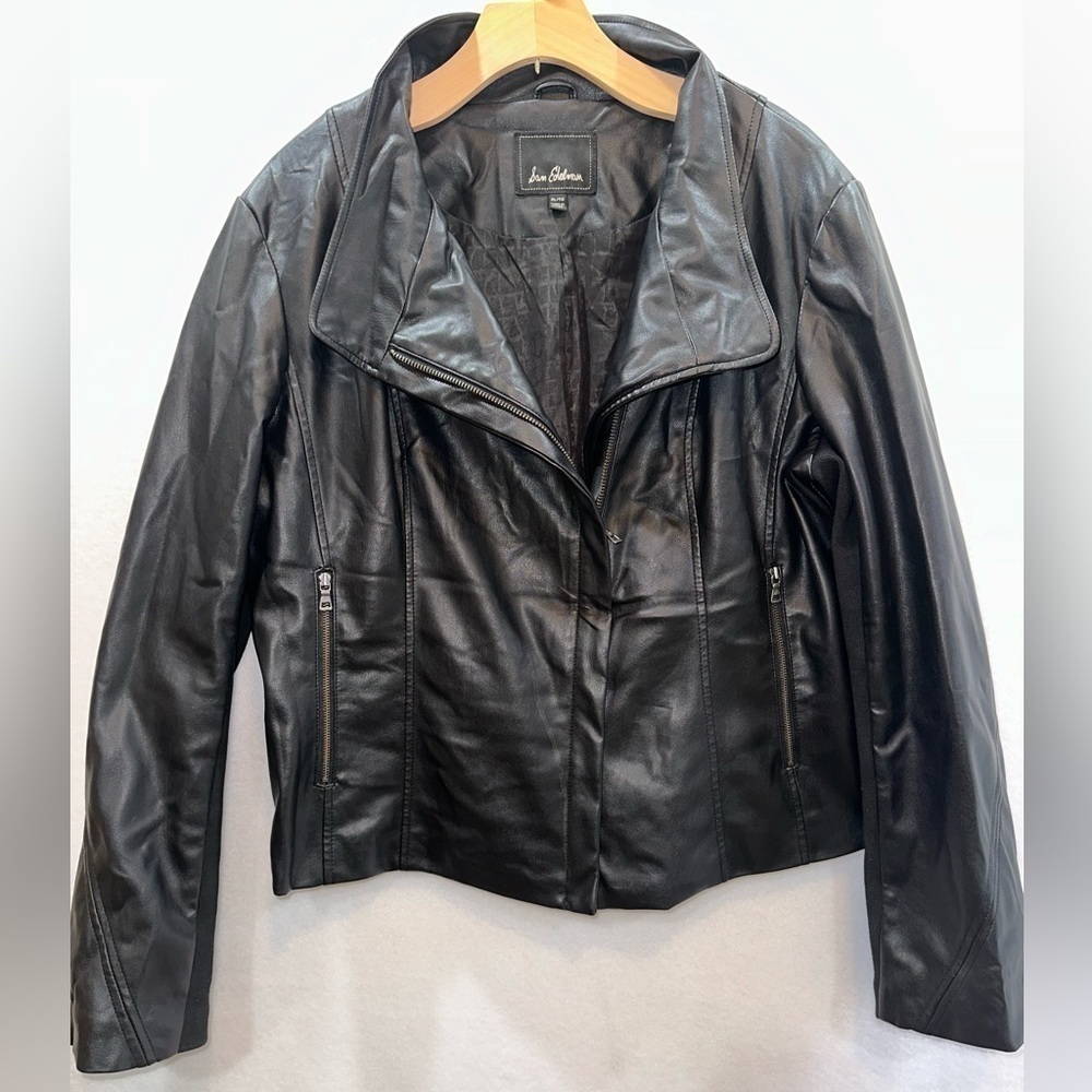Sam Edelman Black Faux Leather Moto Asymmetrical Jacket Women's XLarge